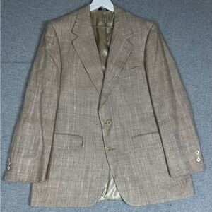 Vintage Bill Blass Blazer Mens 40R Beige Textured Two‎ Button Made in USA 90s